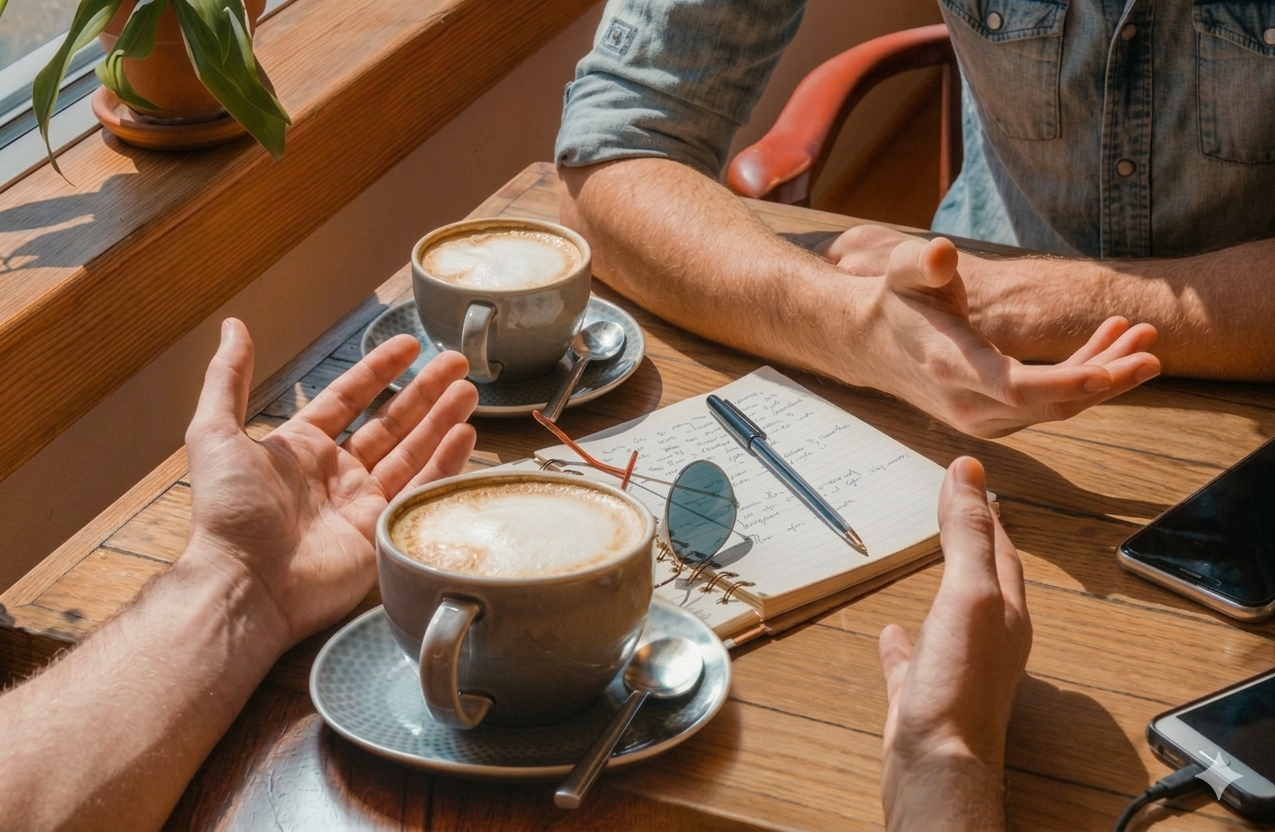 Beratungssituation im Café