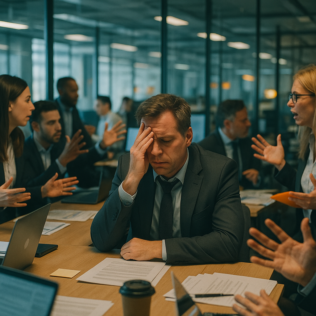 Abteilungsübergreifendes Team bei strukturierter Abstimmung